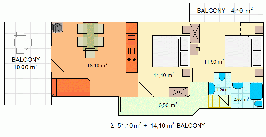 Ground-plan of the apartment - 2 - 4