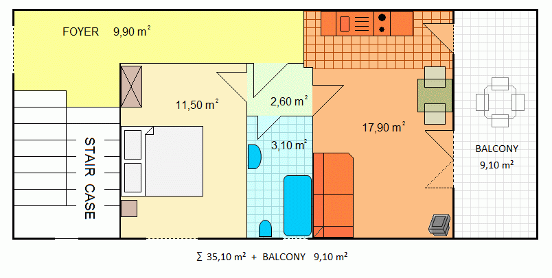 Ground-plan of the apartment - 4 - 2+1