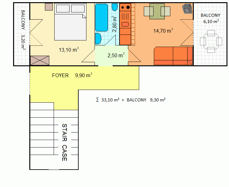 Ground-plan of the apartment - 5 - 2+1