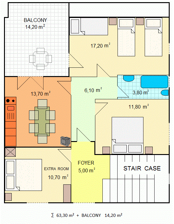 Tloris apartmaja - 6 - 4+2